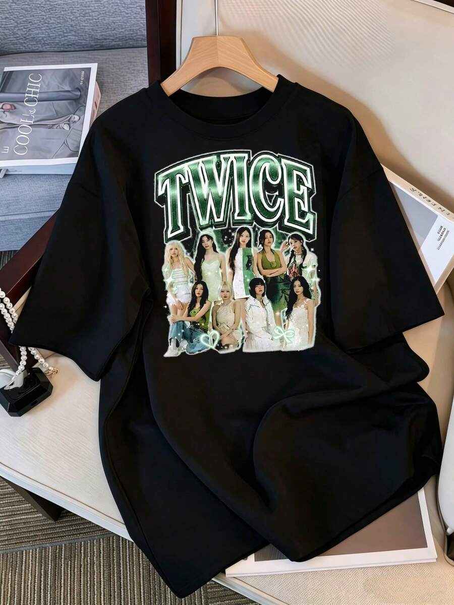 Twice Retro T-Shirt, Twice Red Whispers T-Shirt, Twice TEN The Story Goes On T-Shirt, Twice This Is For World Tour USA 2026 T-Shirt - Black - View 1