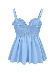 Top sin mangas casual para mujer, diseño de moda con tirantes de lazo, nudo de moño, a rayas azul y blanco, cintura ceñida, sexy y favorecedor, versátil para uso diario y citas, verano - Celeste - Ver 3