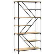 vidaXL Sonoma Oak Bookcase 91x36x176 Cm, Wood Composite And Steel. Living Room And Study Furniture, Living Room Cabinets And Bookcases, Furniture Decorations, Display Case For Figurines And Collectibles. - 棕色 - 查看 5
