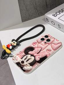This Disney Mickey Mouse Lanyard Phone Case Is Fully Covered In TPU Material. It's Shockproof, Lightweight, And Compatible With IPhone17/16/11/13/15/15 Plus/15 Pro/15 Pro Max/12/14 Pro Max/11 Pro Max/12 Pro/12 Pro Max/13. This Phone Case Makes A Popular Birthday Gift Or Business Gift; It's Durable, Stain- And Fingerprint Resistant, And Suitable For Both Men And Women. The Set Also Includes A Mickey Mouse Phone Case And A Mickey Mouse Plush Bracelet. It's A Perfect Gift For Friends And Family. This Stylish Phone Case Is Fun, Lightweight, And Durable. IPhone17 Pro Max Phone Case, Minnie Mouse Phone Case. - White - View 5
