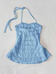 Nuevo Camisol Sexy Ajustado con Tirantes Finos y Espalda Descubierta para Mujer - Azul - Ver 2