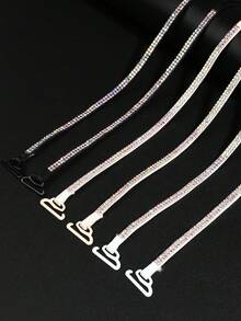 2/4pcs Multi-Color Rhinestone Bra Straps, Shiny Anti-Slip Elastic Straps For Cold Shoulder Dresses - Multicolor - View 2