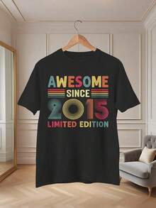 Camiseta de 10º Cumpleaños, Genial Desde 2015, Edición Limitada, Camiseta con Estampado Gráfico para Mujer, Ropa Superior - Negro - Ver 6