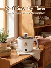 SMEGGEMS Electric Mini Stove, Non-Stick Portable Pot, Fast Cooking, With Adjustable Power, Essential For Dorm Kitchen - White Single Layer - View 9