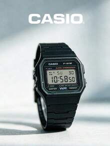 Casio Đồng hồ kỹ thuật số vuông phong cách retro, unisex, dây đeo nhựa đen cổ điển thập niên 90, đồng hồ điện tử đeo tay tối giản với chức năng báo thức và hẹn giờ, món quà tốt nhất cho sinh viên và các cặp đôi để đeo hàng ngày. - Xanh đậm - Xem 7