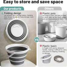 Foldable Bucket - Portable, Easy To Carry And Store, Suitable For Car Washing, Cleaning, Camping, Fishing And Outdoor Activities, With Foldable Handle Design - A - View 3