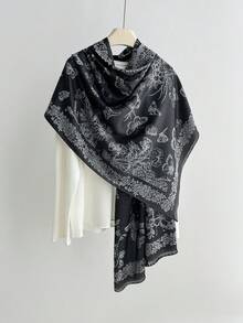 FADZOYLE 1 pieza Pañuelo grande de mujer con estampado de mariposa y flor en jacquard, pañuelo de cabeza, chal ligero para el sol, accesorio para la cabeza y el cuello, ideal para la playa, regalo de boda para novia y dama de honor - Multicolor - Ver 16