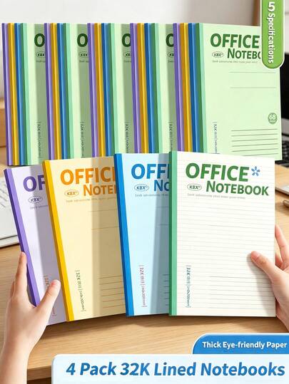 4 paquetes de cuadernos con líneas de 32K, diarios con cubierta blanda a granel, con 16/20/30/48/68 hojas gruesas sin sangrado, cuadernos de protección ocular para uso en la oficina, la escuela y el hogar