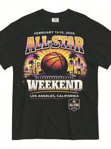 Camiseta de mujerCamiseta con la bandera de México para mujer, unisex, de algodón puro, estilo baloncesto All Star Weekend 2026 Los Ángeles, vintage, desgastada, premium, conjuntos de verano para mujer, tops de verano, ropa de verano, algodón suave, uso diario y para festivales, estilo moderno, diseño creativo, estilo estrella para actividades al aire libre.Cómoda y ligera - Negro - Ver 1