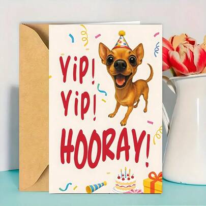 1 Thiệp chúc mừng sinh nhật chó ngộ nghĩnh kèm phong bì, quà sinh nhật cho người yêu thú cưng, quà sinh nhật hài hước phù hợp cho chủ nuôi chó, nam hay nữ.