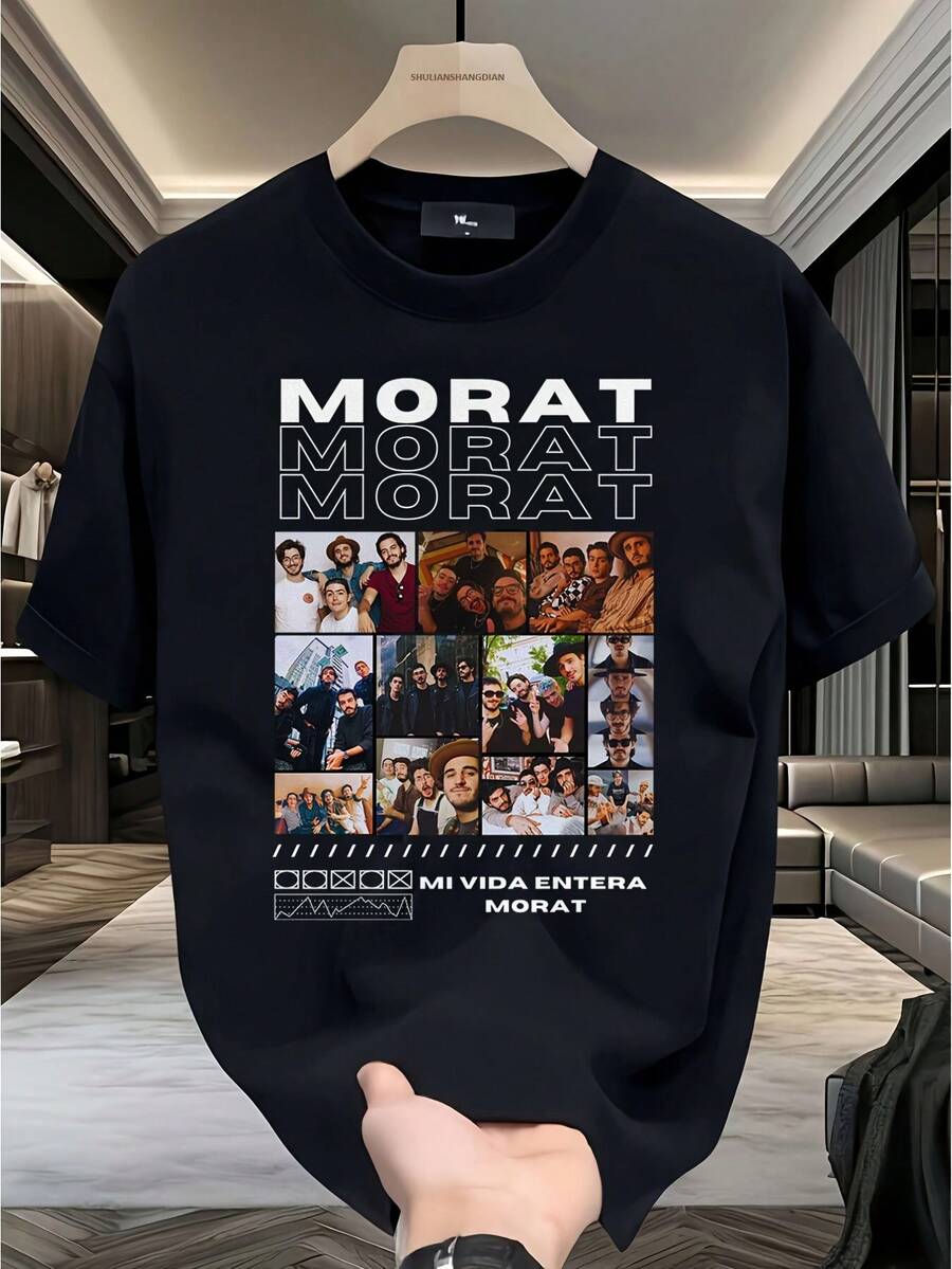 Una camiseta de manga corta para mujer, moderna, a la moda, retro, holgada, suave y cómoda, adecuada para actividades al aire libre en primavera y verano, con un estampado de parche de la banda Morat de estilo urbano.Es perfecta para el uso diario informal, para salir, o como regalo, lo que la convierte en una opción ideal para ocasiones como el Día de San Valentín.blusas para mujer,blusas casuales para dama,tops,, mujer premium,y2k,playeras de mujer curvy,ofertas y liquidaciones ropa mujer,playeras deportivas para mujer,,playeras de hombre, mujer,blusas>elegante GZ8M - Negro - Ver 1
