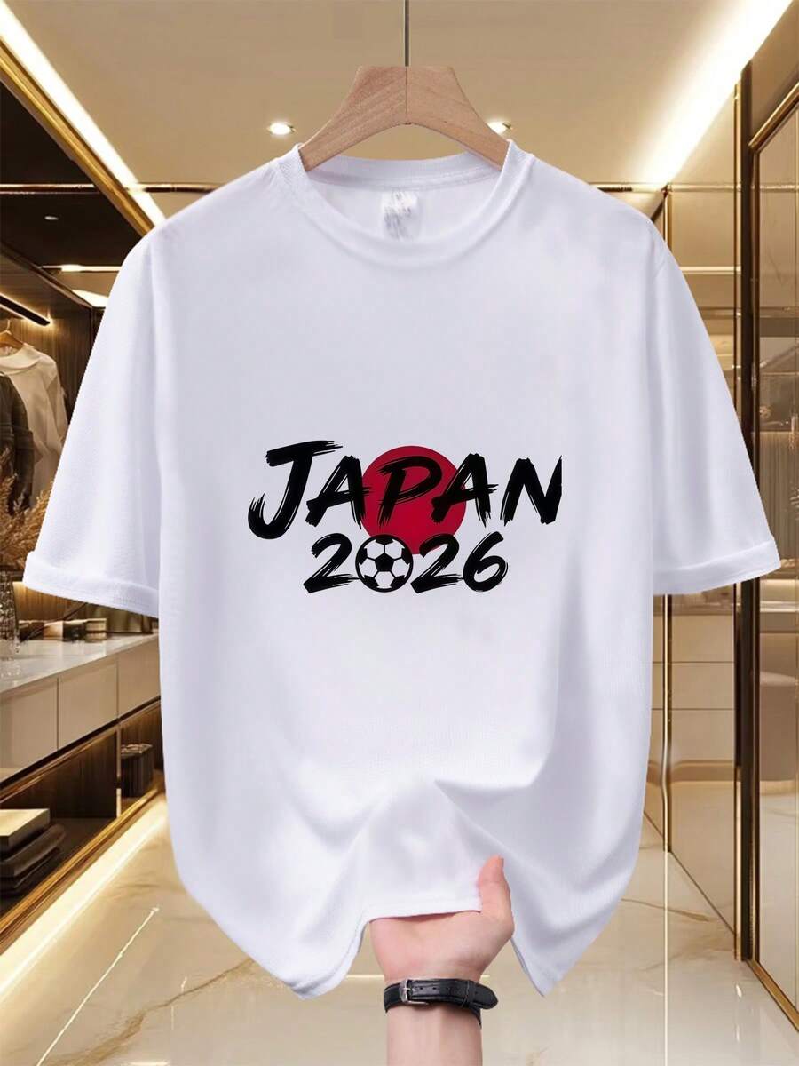 Camiseta de Fútbol para Hombre Japón 2026 - Camiseta con Diseño Gráfico de la Selección Nacional de Japón, Transpirable, 100% Poliéster, Cuello Redondo, Manga Corta, Diseño de Jersey, Lavable a Máquina para Entrenamiento, Uso Casual y Regalos Adecuados para Aficionados. - Negro - Ver 1