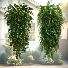 1/4 件混合仿真植物（桉树藤蔓 + 波斯草藤蔓），适用于阳台悬挂/庭院景观/庭院围栏/空白墙面 - 逼真的仿生叶片纹理 + 自然下垂造型 - 还原真实植物的活力 - 采用户外专用防紫外线和防水材料 - 长期放置不褪色、不变形，无需施肥或修剪 - 适用于任何节日：情人节、春季、感恩节、教师节、复活节等，全年可用 - 綠色 - 查看 2