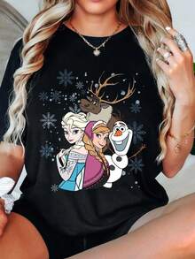 Two Sided Elsa Anna Olaf Sven Meet Me In Arendelle  Shirt, Retro Frozen Disney T-Shirt, Magic Kingdom, Disneyland Trip  Disney Oversized T-Shirt - Black - View 2