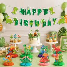 Dinosaur Themed Birthday Party Decorations Cute Dinosaur Bunting Honeycomb Table Centerpieces Supplies For Kids' Birthday / Baby Shower Parties - Multicolor - View 9