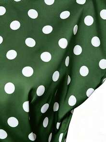 Nueva camiseta de satén con lunares para mujeres - Verde militar - Ver 4
