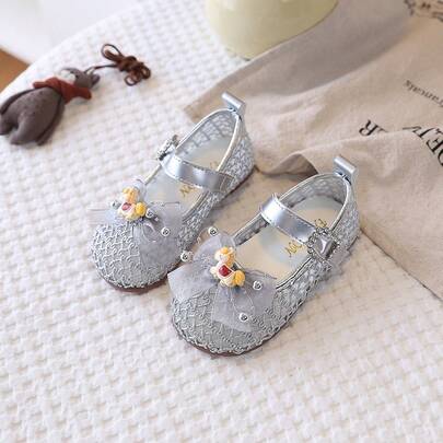 1 par de zapatos casuales con malla, decoración de poni de dibujos animados, transpirables, para uso primavera/verano con vestidos, con cierre de y strass