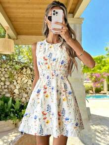 Vestido casual - Vestido casual moderno - Vestido casual de vacaciones - Vestido pastoril para mujer - Vestidos de verano para mujer - Ropa de mujer - Vestidos talla grande vendidos - Atuendos de verano para mujer - Albaricoque 2 - Ver 1