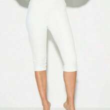 Capri Fitted Leggings With Side Split Hem - Blanco - Ver 1