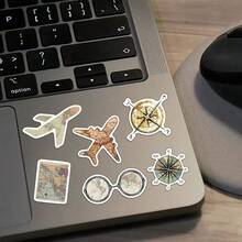 50pcs Creative Travel Map & Airplane Themed Retro Stickers, Ins Style Decorative Stickers For Scrapbooking - 50PC - View 4