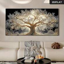 2D/FLAT 1pc Frameless Wall Art,Modern Abstract Tree Of Life Canvas Painting - Snow-Covered Tree Of Life Poster, Modern Minimalist Style Art Print, Realistic Roots And Leaves, Natural Inspiration Home Decor - Design 02 - View 6