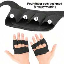 Breathable Fingerless Fitness Gloves, Thickened Silicone Anti-Slip Pads, Lightweight Full Palm Protection, Suitable For Weightlifting And Training, Textured Non-Slip Design Enhances Grip. - Black - View 4