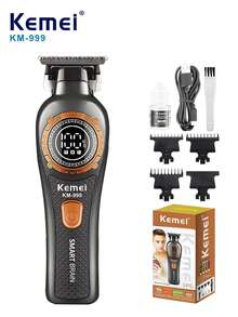 Kemei KM-999 Multifunctional Professional Electric Hair Clipper, 0mm Zero-Gap Styling Clipper | USB Rechargeable Wireless Beard Trimmer | T-Blade Hair Clipper Suitable For Barbers And Travel, Gift For Men - Multicolor - View 9