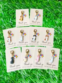 3pcs/10pcs Cute Cat Theme Keychain Set - Includes Pocket Hug Card - Expresses Encouragement, Friendship, Love - Keychain Suitable For Coin Purse, Keys Or Backpack Decor - Friendship Gift, Thanksgiving Gift - Birthday, Valentine's Day, Party, Animal Theme Event Souvenir, Perfect Small Gift For Friends And Family - Multicolor - View 4