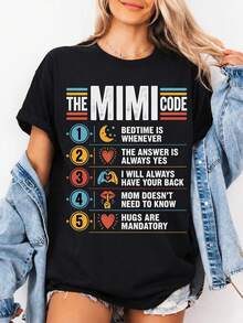 Camiseta Mimi Code, regalo divertido para la abuela, camiseta gráfica h1ugs BackUp. 220 g, algodón puro unisex, peso ideal para todas las estaciones, apto para hombres y mujeres. Tejido duradero de alta calidad, suave al tacto y de larga duración. Camiseta transpirable. Adecuada para la primavera y el verano, vacaciones, Día de la Madre, Día de la Independencia. - Negro - Ver 1
