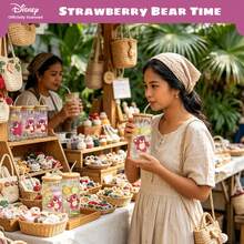 [Sản phẩm được cấp phép chính thức] Ly thủy tinh hình gấu dâu tây Disney 16oz kèm nắp tre và ống hút | Ly nước hình gấu dâu tây dễ thương chủ đề Toy Story - Quà tặng - trong suốt - Xem 5