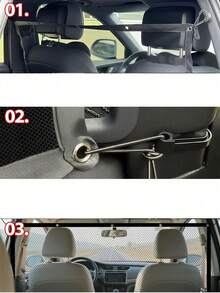 1 pièce Filet de barrière pour animaux de compagnie noir avec crochets réglables, filet de séparation multifonctionnel pour voiture convenant aux VUS, berlines et camions, idéal pour la couverture de siège de voiture pour animaux de compagnie/barrière pour animaux de compagnie pour Halloween ou Noël - 1 pièce - View 5