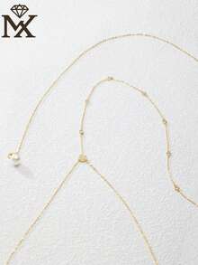 SYMFNY 1 chiếc mặt dây chuyền hình chữ V độc đáo, gợi cảm bằng bạc 925 đính đá Cubic Zirconia lấp lánh, dây đeo eo dành cho nữ khi đi biển hoặc mặc bikini, quà tặng trang sức cao cấp cho bạn gái vào ngày Valentine/sinh nhật. - Vàng - Xem 3