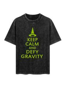 Keep Calm! Anime T-Shirt, Summer Clothes, Cute Men's T-Shirts, Printed T-Shirts, Unisex T-Shirts For Men And Women, Urban Casual Style, Washed Black Vintage Loose Fit T-Shirt. - 黑色 - 查看 3