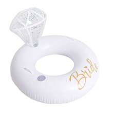 1pc Foldable Diamond Ring Shaped Inflatable Float, Multi-Style Options, Portable With Quick Inflate Valve, Glitter Water Hammock For Pool, Beach, Vacation, Lightweight Design - Milky - View 8