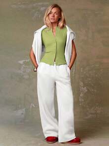 Cárdigan rojo casual para mujer - Verde - Ver 6