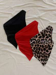 Blusa de mujer con escote asimétrico fruncido sin mangas de moda Y2K - Multicolor 2 - Ver 3