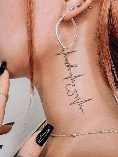 Bộ hình xăm tạm thời hình nhịp tim EKG "I Love You", hình xăm giả chống thấm nước, hình dán biểu tượng tình yêu lãng mạn cho cổ tay, mắt cá chân, dành cho các cặp đôi.