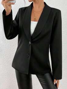 Chaqueta de blazer ajustada de manga larga y sexy para mujer, conjunto verde, chaqueta de traje para mujer, blazer verde para mujer, blusas sociales, ropa de oficina para mujer, ropa de negocios profesional, abrigo de invierno para mujer verde - Negro - Ver 3