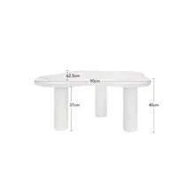 Cloud-Shaped Coffee Table With Marble Look, Modern Living Room Table With Rounded Edges, Sturdy Solid Wood Legs, Easy-Care Surface, Ideal For Living Room & Lounge - White - View 2