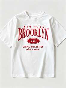 Single Garment, Not A 3-Piece Set. 1 Piece/Set Of Short-Sleeved T-Shirts Suitable For Streetwear. Oversized Crew Neck Top For Daily Outings, Camping, Concerts, Hip-Hop, Rock, And Rap Events. Printed T-Shirt Set With Attractive Graphics, Modern Design, Women's Casual Lettering, Everyday Wear, And Home Wear. - 白色 - 查看 2