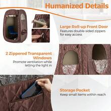 GOFLAME Steam Sauna Tent Full Body Sauna For 1 Or 2 People Personal Sauna SPA For Relaxation Sauna Tent At Home With Foldable Chair Timer Remote Control - Brown - View 5