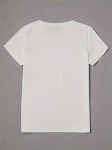 Camiseta Vintage de Manga Corta para Mujer con Estampado Musical - Cuello Redondo, Mezcla de Poliéster, Estampado Naranja Brillante "La Música Calma Mi Alma", Ligera y Lavable a Máquina, Adecuada para Primavera y Verano. - Blanco - Ver 2