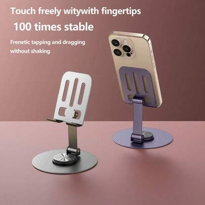 720° Rotatable Metal Phone & Tablet Stand, Foldable Portable Desktop Live Streaming & Slouchy Holder