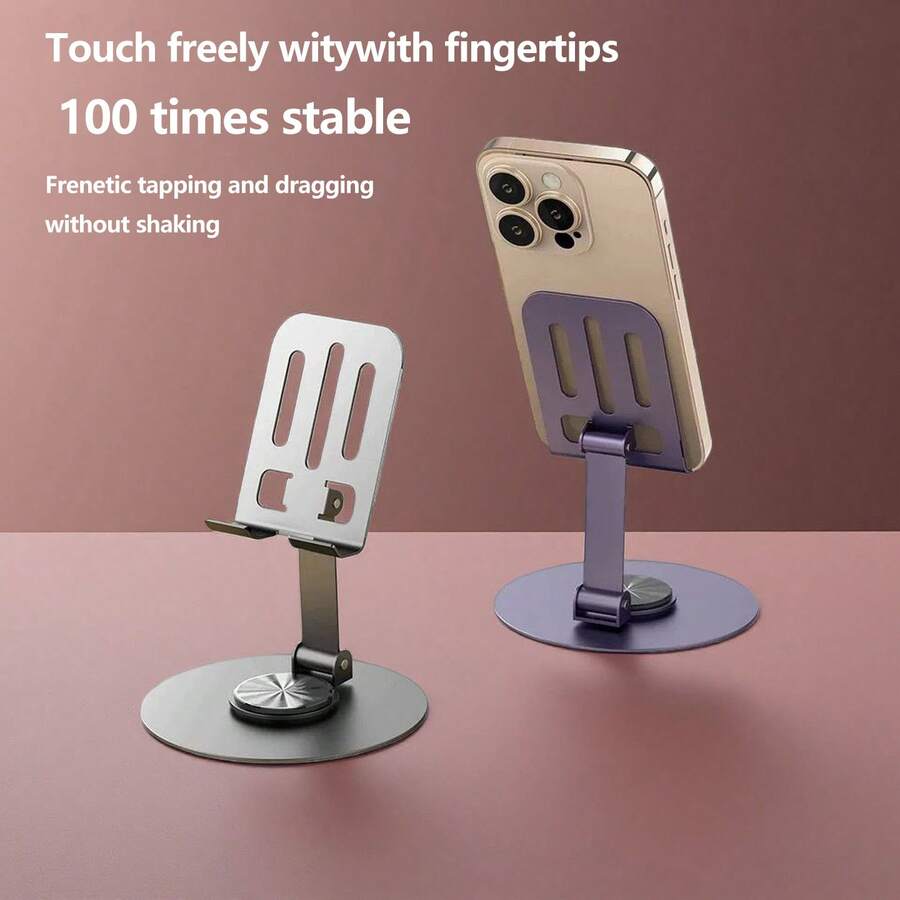 720° Rotatable Metal Phone & Tablet Stand, Foldable Portable Desktop Live Streaming & Slouchy Holder