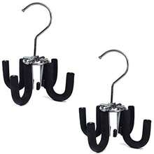huji 4 ganchos percha de ropa giratoria para cinturones bufandas tie Collar Purse rack ropa organizador clóset de almacenamiento, negro Black Swivel Belt Hanger - percha giratoria negra para cinturón - Ver 2