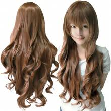 Synthetic Hair Long Brown Cosplay Wig Lolita Hair Curly Anime Wigs Hairpiece Chizuru Mizuhara Halloween Costume Wig For Women - Fluorescent Yellow - View 3