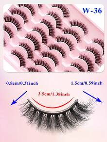 ENCHUW 14 Pairs Cross Wispy Dramatic False Eyelashes Volume Faux Mink Lashes Full Strip Natural Soft Fluffy Eyelashes - Black - View 2