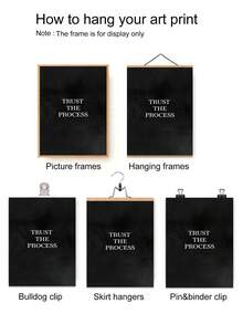 1 pièce Affiche minimaliste sans cadre noire "Faire confiance au processus" - Art mural moderne et motivant avec la phrase "faire confiance", fond neutre noir et texte. Convient pour la maison, le bureau, la chambre, la cuisine, la salle de classe - Utilisation intérieure/extérieure, impression sur canevas, 2D plat - Texte A - Voir 5
