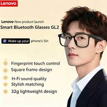 Lenovo GL2 Smart Bluetooth Audio Glasses: High-Transmittance Lenses, Open-Back Design For High-Definition Calls, Fingerprint Touch Control, IPX4 Waterproof, Versatile Glasses For Commuting, Travel, And More. - View 2