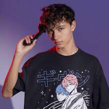 Camiseta Gn Anime UniS1ex de Sasaki y Miyano, Ritsuka Uenoyama y Mafuyu Sato. 220 g de algodón puro, manga corta, para hombre y mujer. Tejido grueso, resistente a las arrugas y que no se deforma fácilmente. Estilo sencillo y versátil, ligero y transpirable, perfecto para ir al trabajo, viajar, acampar, ir de compras y para el tiempo libre diario. - Negro - Ver 1